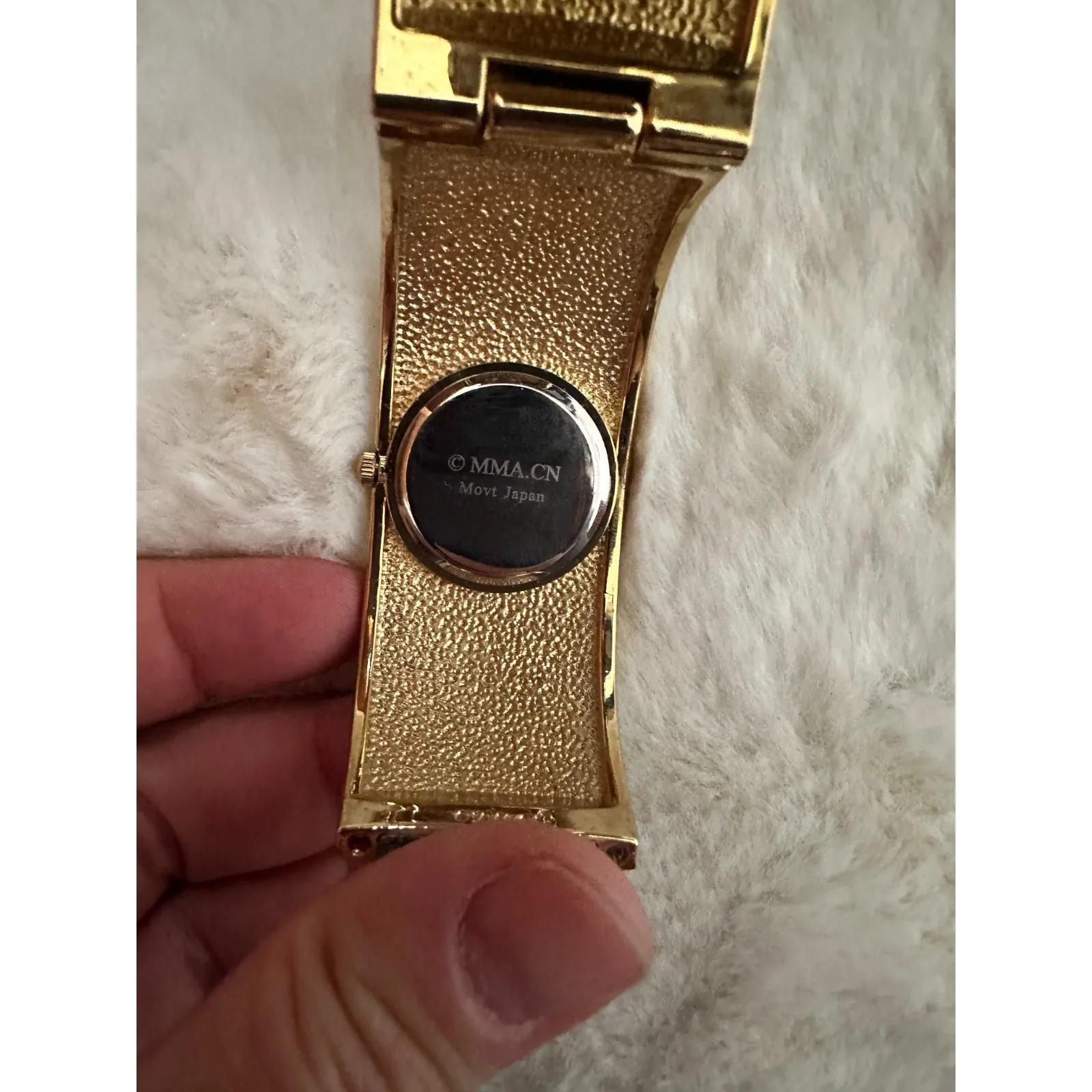 Met Museum MMA Enamel Cuff Watch Art Nouveau Tiffany Floral Gold Tone Japan - Image 5