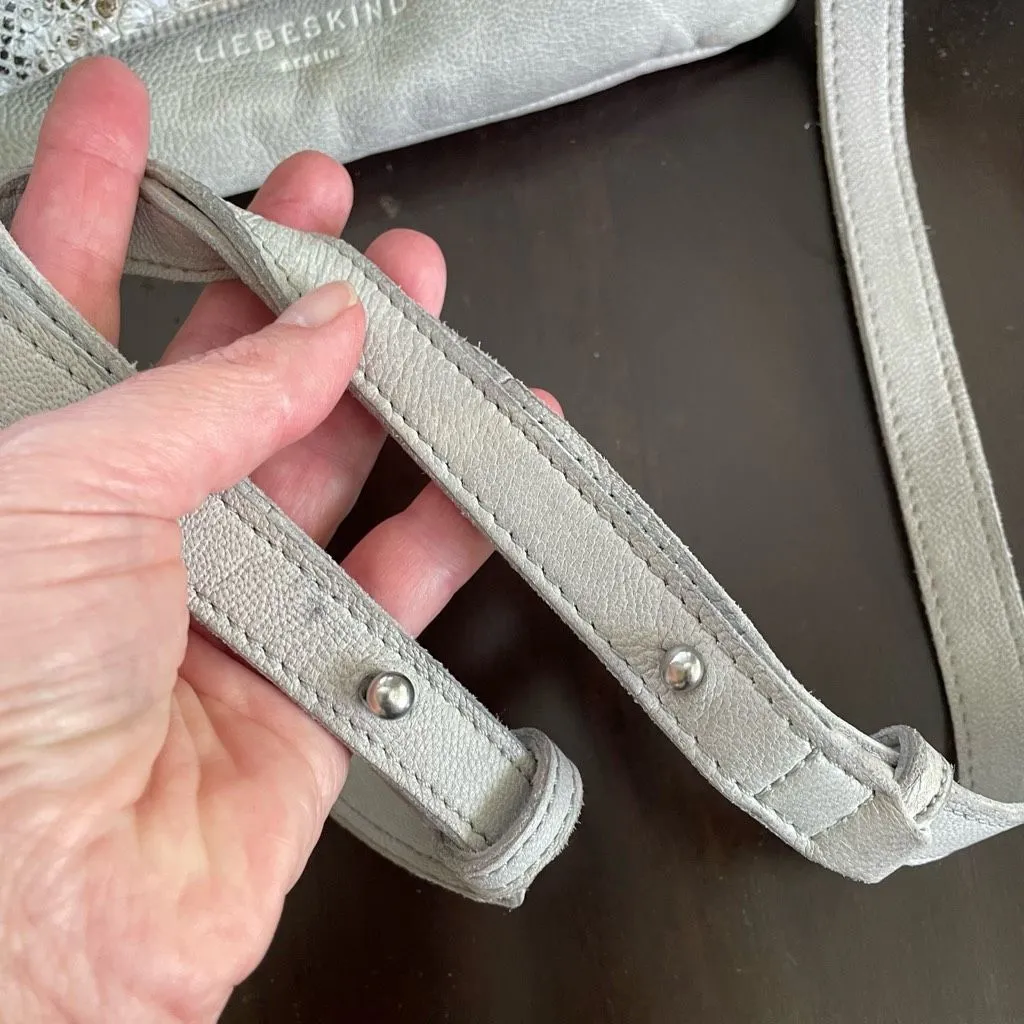 Liebeskind Berlin Nyala Goat Leather Colored Snake Crossbody Purse Bag Grey - Image 8