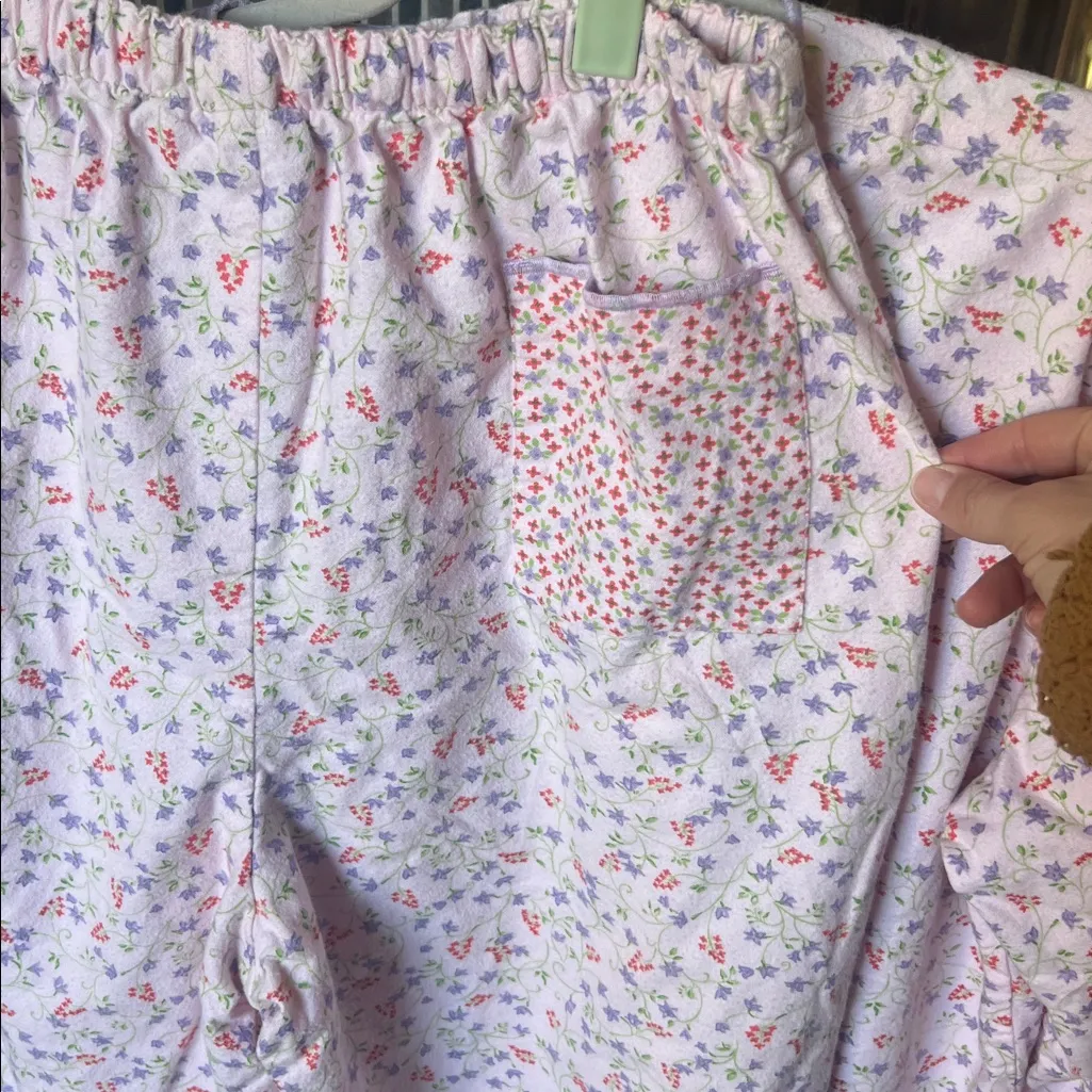 Y2K Xhilaration Cotton Cozy Pajama Set Ditsy Floral Button Pink Vintage LG - Image 3