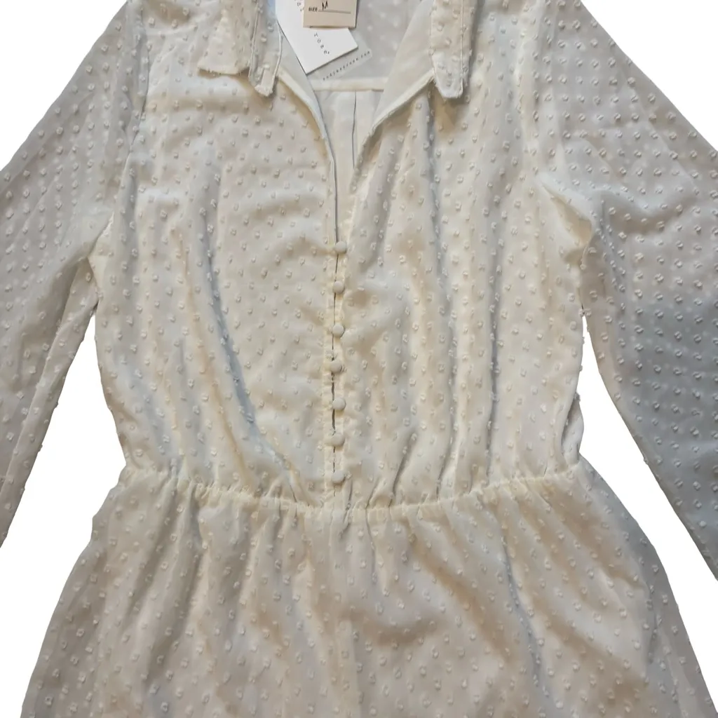 NWT, Endless Rose Swiss Dot Romper in White, Sz M - Image 11