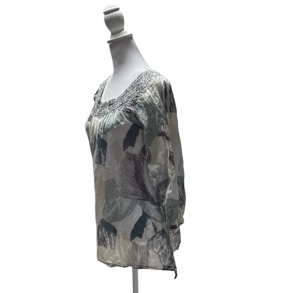 Purple Blue Green Lightweight 3/4 Sleeve Drawstring Bottom Medium - Image 2