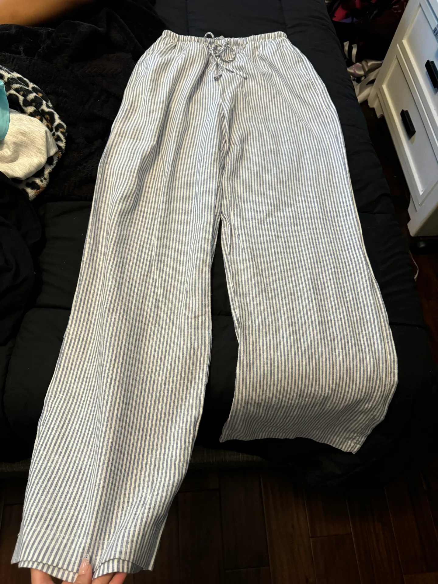 Cotton On Haven Wide Leg Blue & White Striped Pants - Image 2