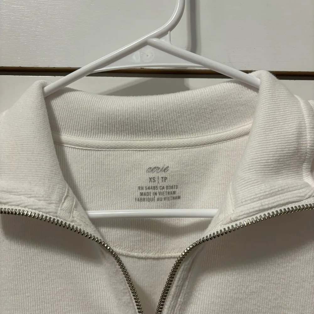 Aerie White Oversized Quarter Zip Pullover - Image 4