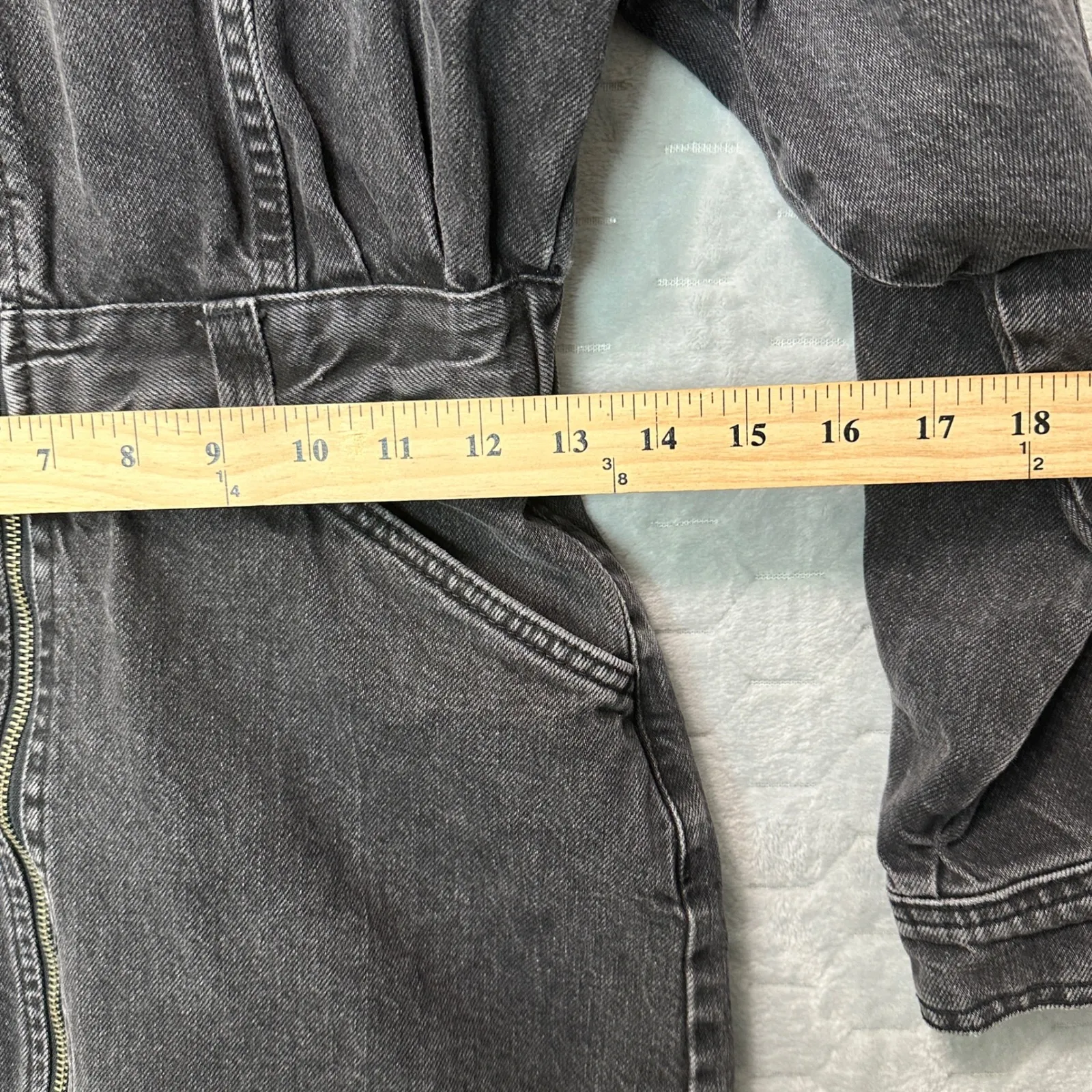 90s Y2K Topshop Womens Denim Zip Mini Dress Black Washed Size US 6 Grunge Retro - Image 7