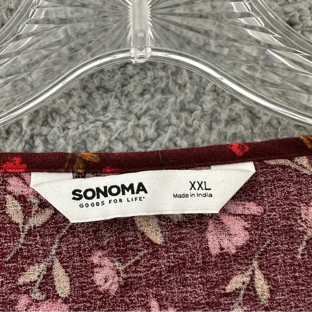 Sonoma Floral Tie Front Peasant Top Ruffle Boho Cottagecore Dark Women's XXL 2XL - Image 4