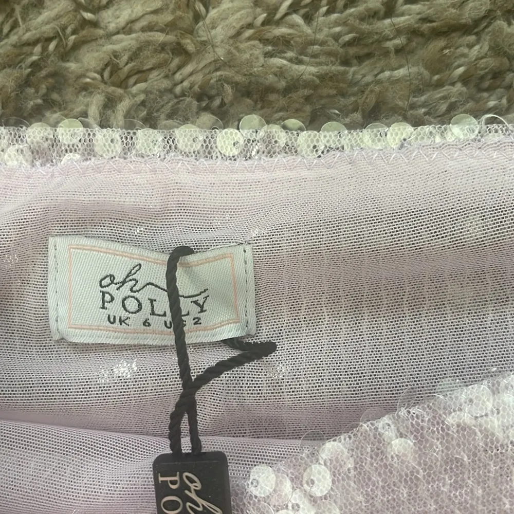 Oh Polly ANYA Sheer Sequin Side Split Mid Rise Mini Skirt in Lilac NEW - Image 8