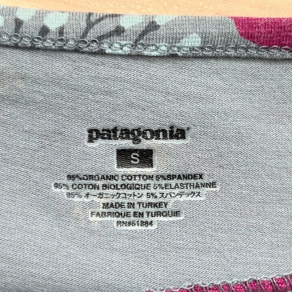 Patagonia Margot Organic Cotton Dress‎ in Grey Pink Floral Sleeveless, Small - Image 3