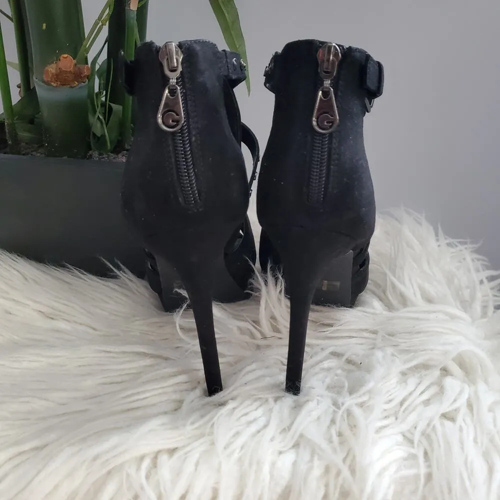 GBG Guess Black Open Toe Platform Stiletto Heels 9M Size 9 - Image 4