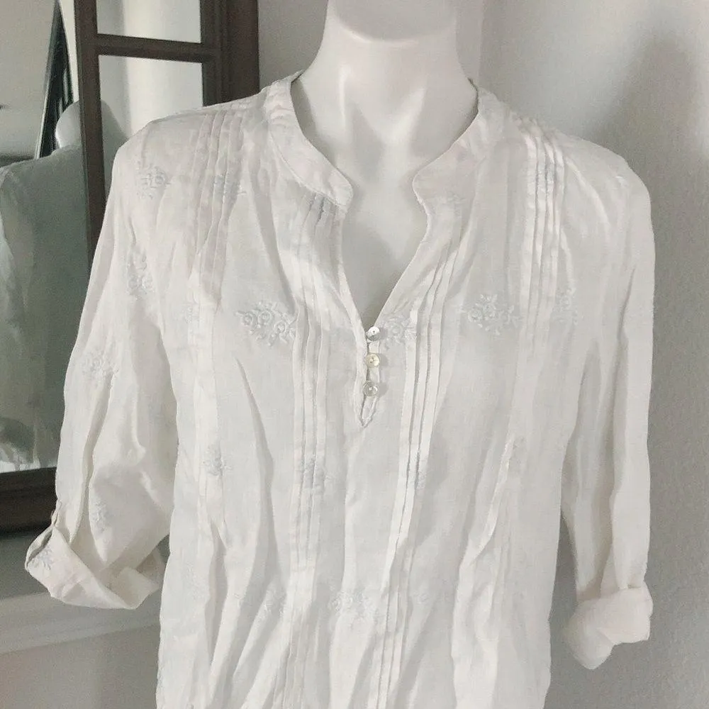 Anthropologie’s Cynthia Rowley Linen Shirt Tunic in White, Size L - Image 8