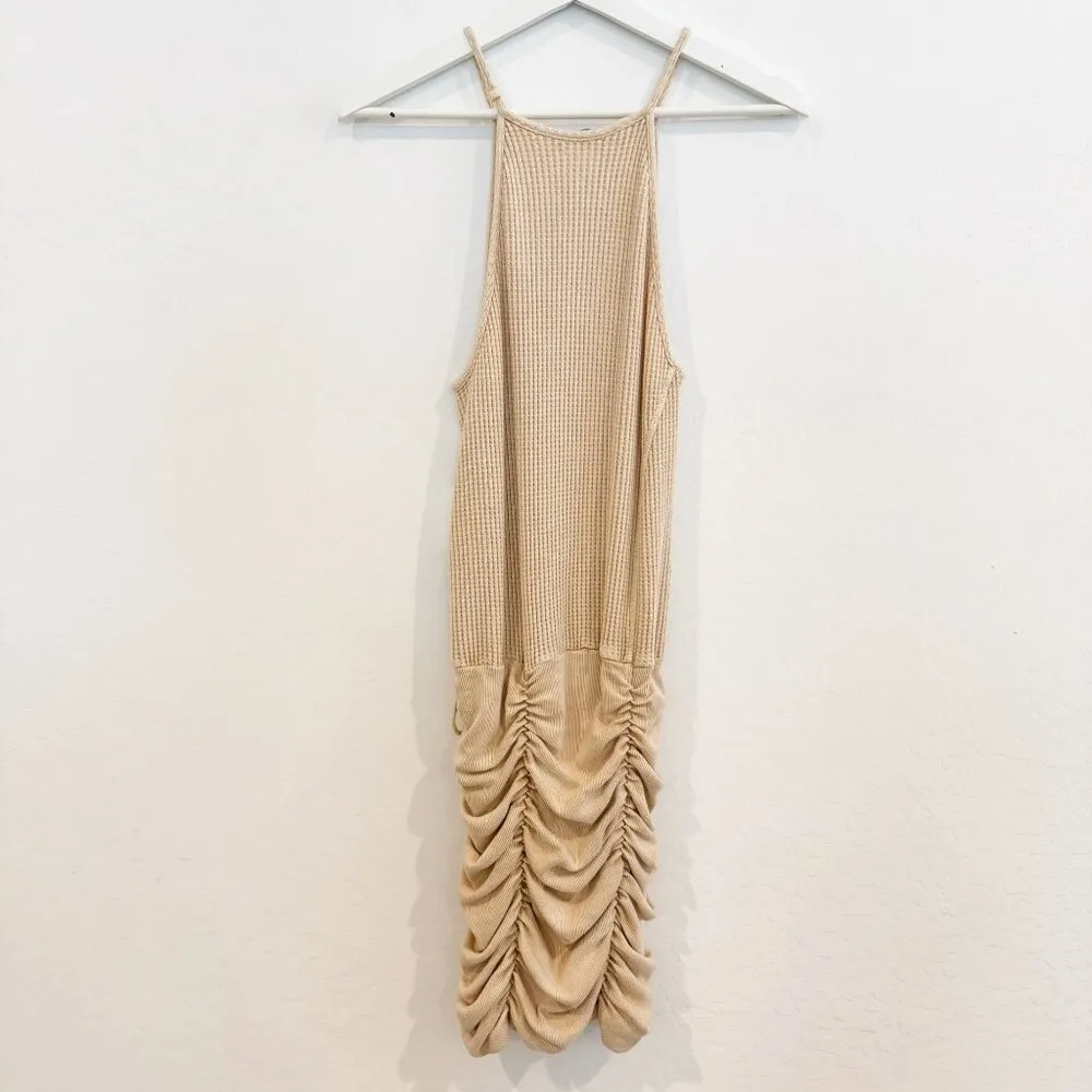 NWT Free People Tan Katya Ruched Dress Casual Beachy Neutral New Indie Size XS‎ - Image 9