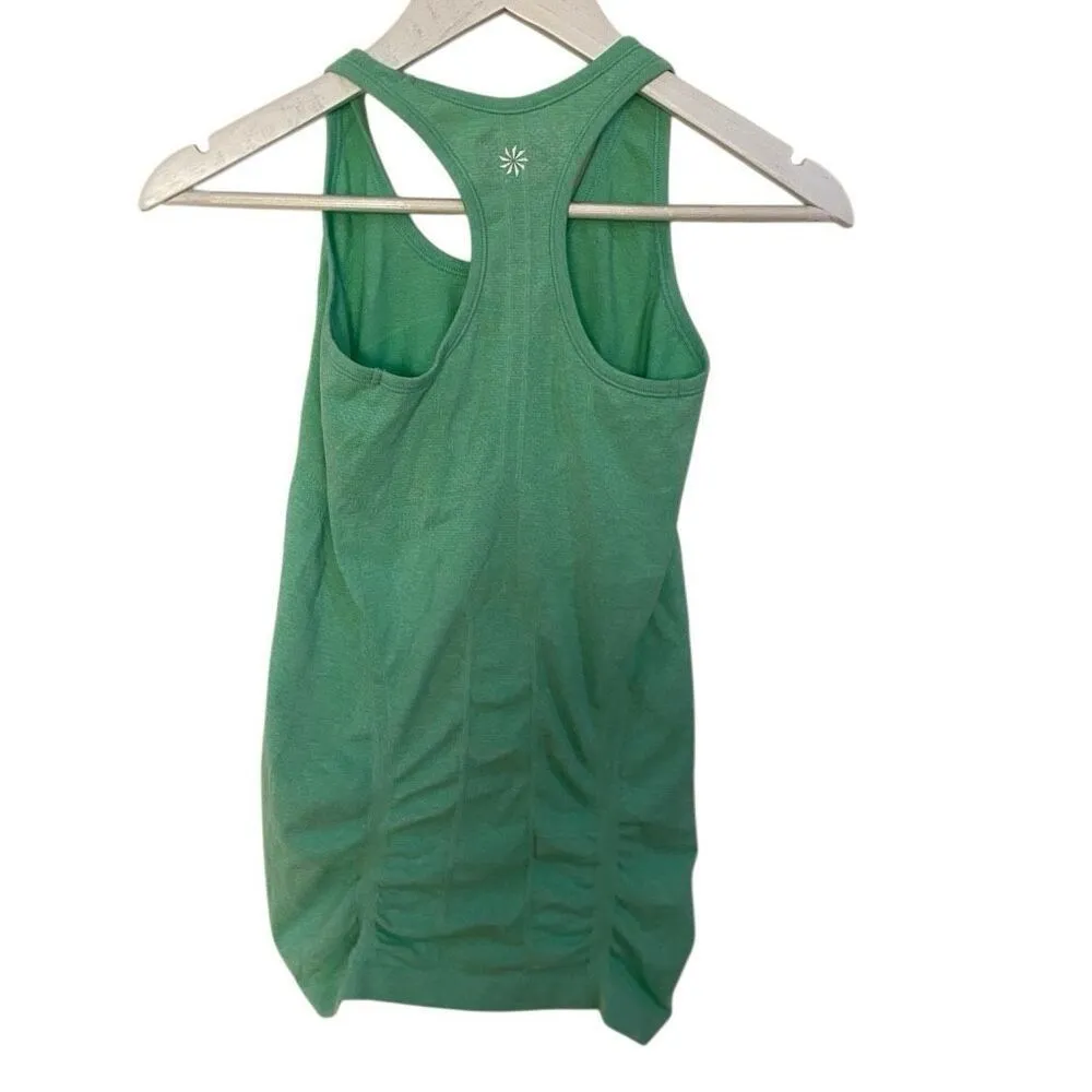 Athleta green razor back tank top athletic pleated front XS - Image 2