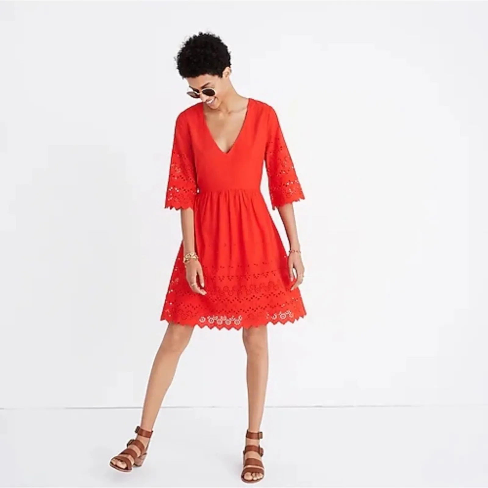 Madewell Prarie Embroidered Eyelet Midi Dress NEW 6  NWT Sleeves - Image 2