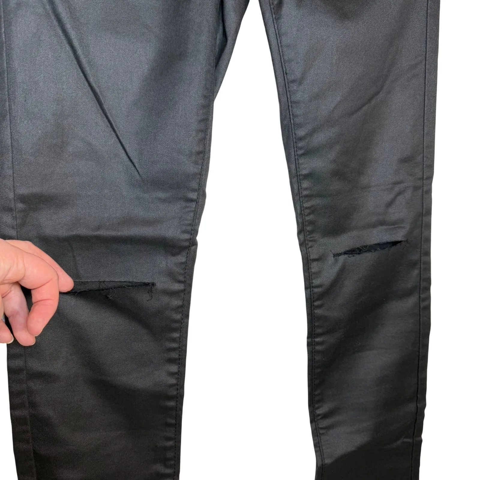 VERO MODA DENIM High Waisted Black Coated Skinny Jeans Size 27/32 Whimsygoth - Image 3