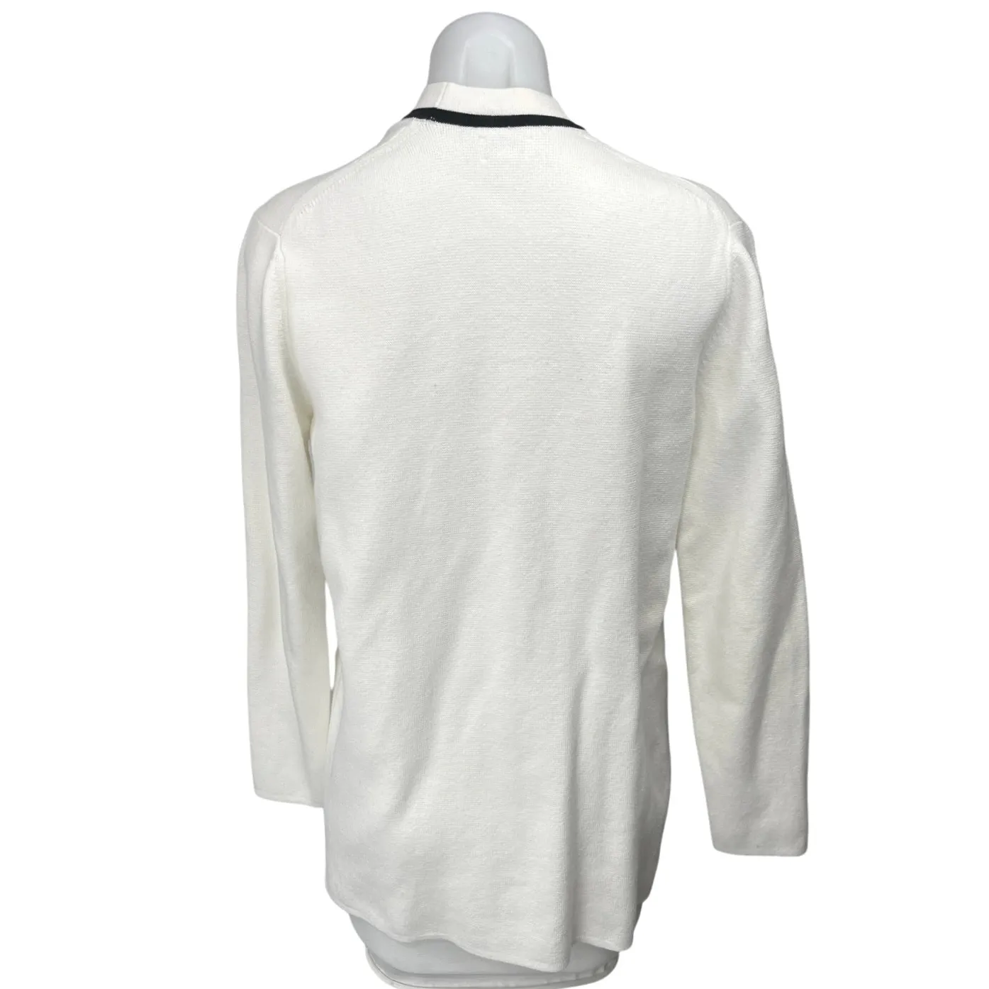 J.Crew Women's White Black Long Sleeve Pocket Open Cardigan Sweater Top Size S - Image 2