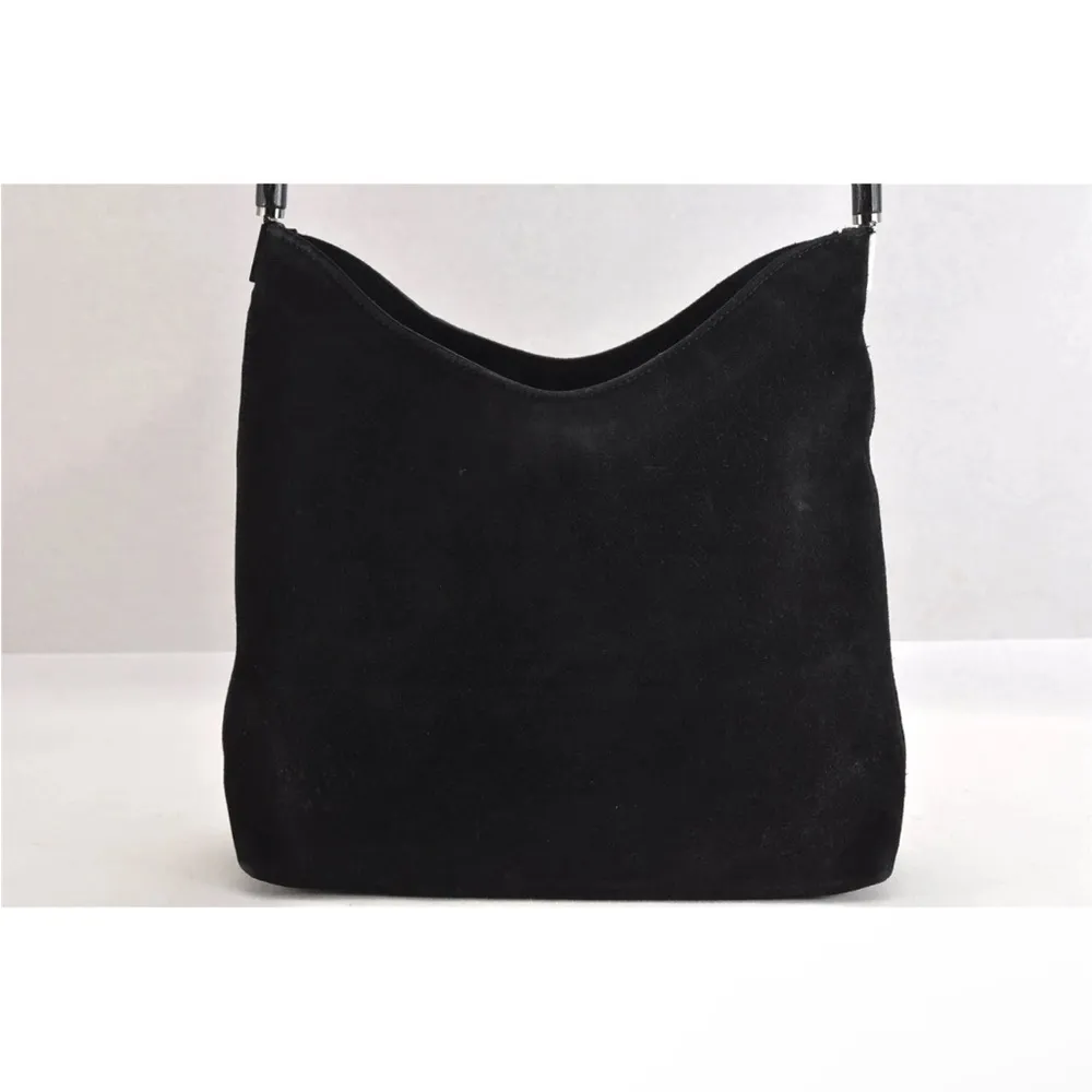 Gucci Black Suede Bamboo Handbag EUC - Image 2