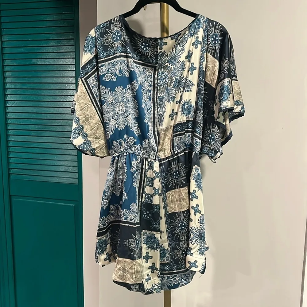 Free People NWOT Oasis Satin Faux Wrap Pajama Romper - S - Image 12