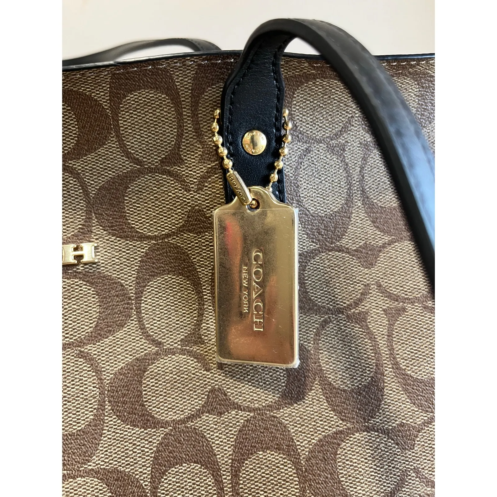 Coach City Signature Canvas Large Tote Shoulder Bag Brown Monogram Purse - Image 11