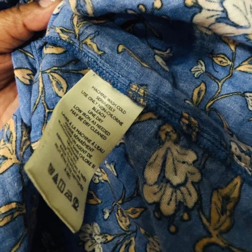 NEW Free People Nala Printed Babydoll Top Blue Oversize Ruched Top Size XS - Image 5