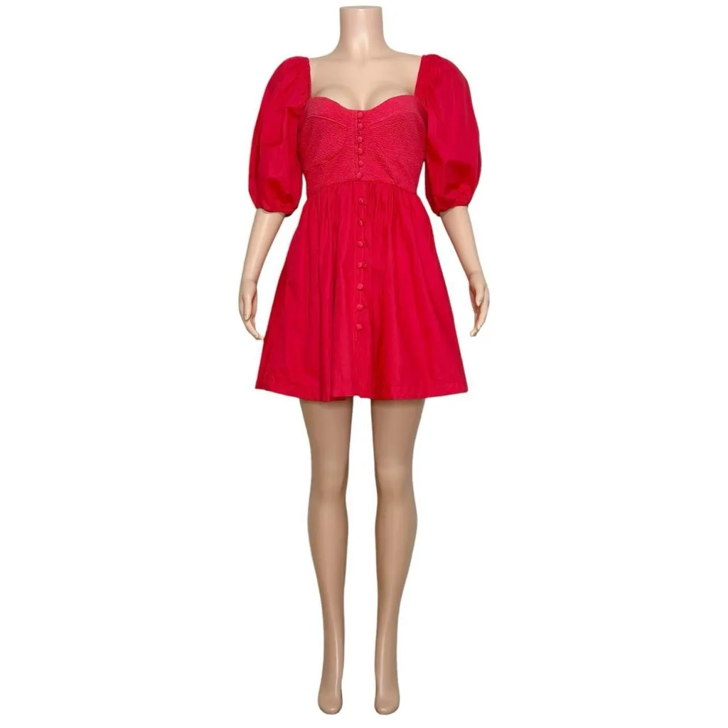 MAEVE x ANTHROPOLOGIE Puff Sleeved Sweetheart Mini Dress, Red, Small - Image 11
