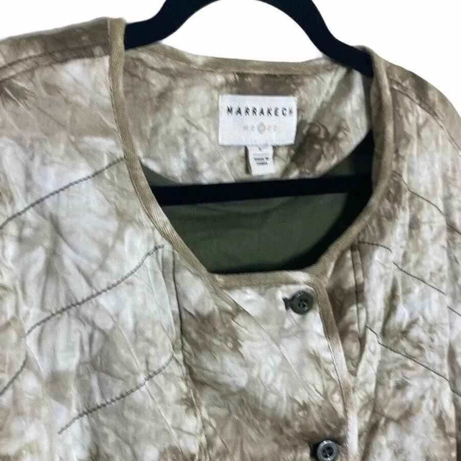 Marrakech Anthropologie NWT Green Tie Dye Quilted Jacket size Large - Image 2