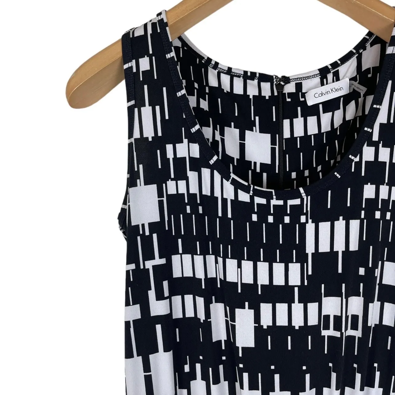 Calvin Klein Black And White Geometric Career Casual Blouson Jumpsuit Size 4 - Image 2