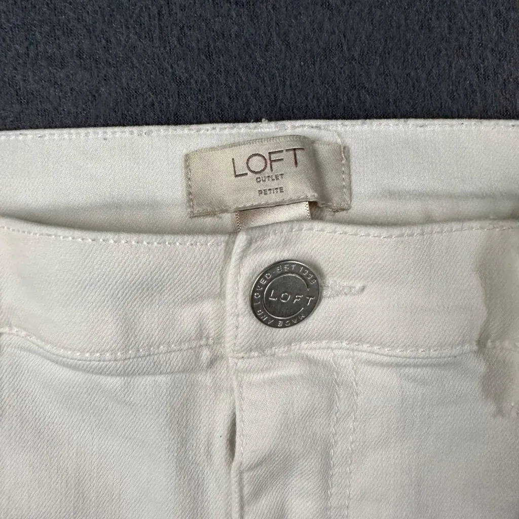 Loft Outlet Womens 12P White Skinny‎ Ankle Cropped Cotton Blend Jeans - Image 5