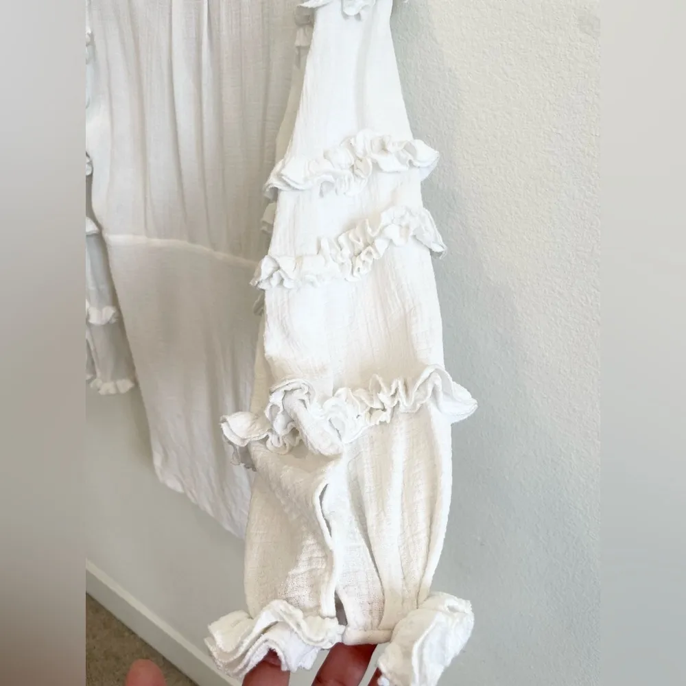 Isabel Marant White Cotton ruffle tiered long sleeve mini dress Size 42 US 10 - Image 9