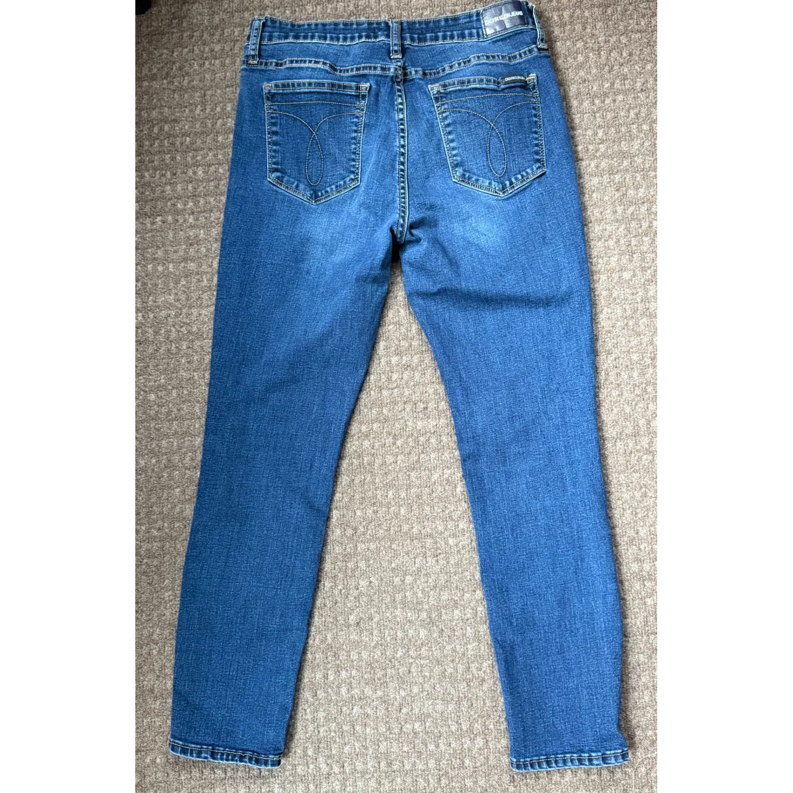Calvin Klein Jeans Womens Blue High Rise Slim Straight Denim Jeans‎ - Image 2