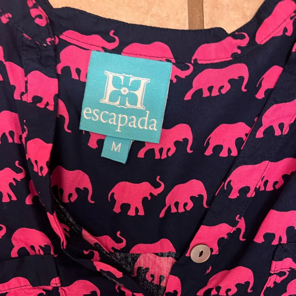 Womens Escapada navy blue pink elephant print long sleeve blouse tunic - Image 3
