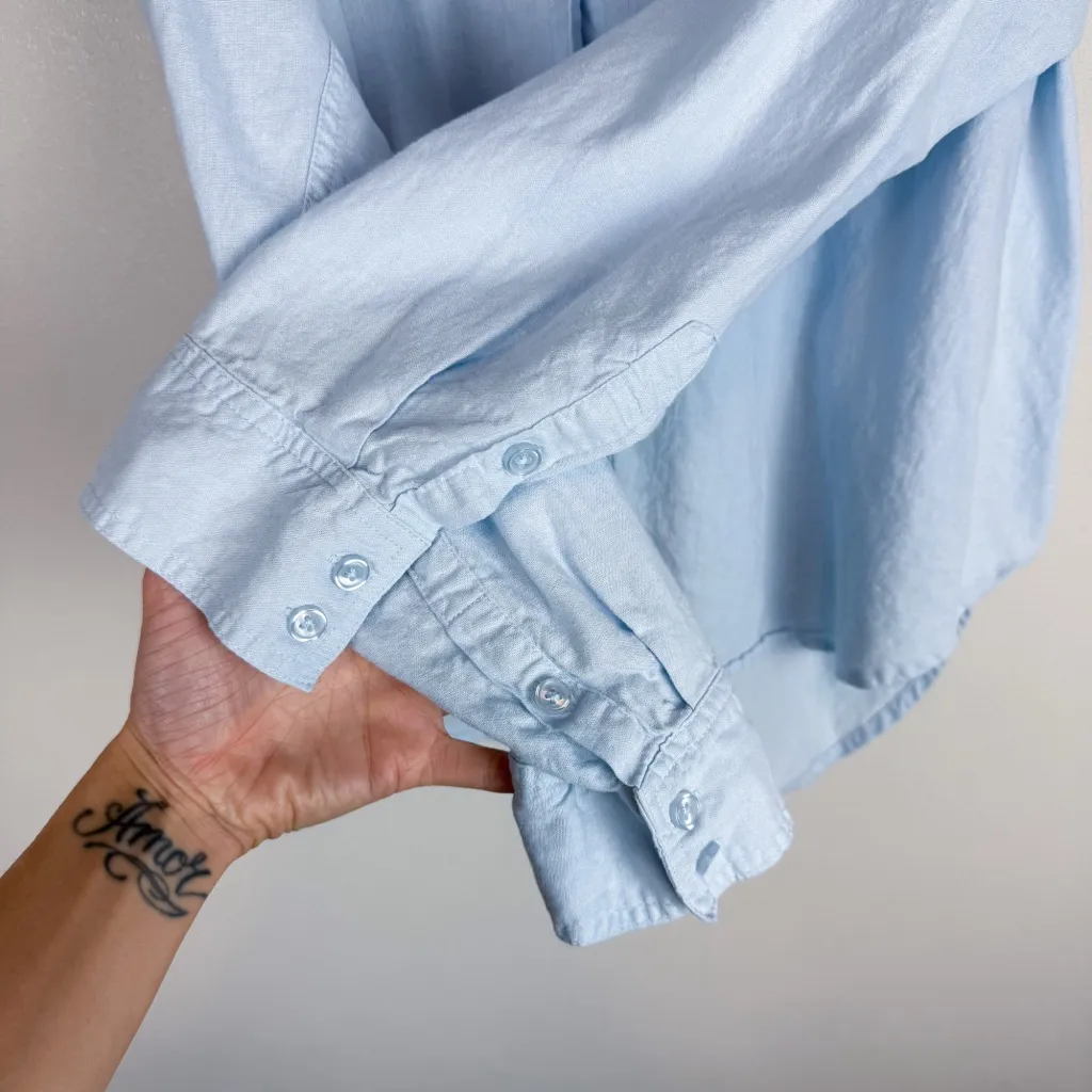 Z Supply The Perfect Linen Top Salt Water Light Blue Size Large - Image 8