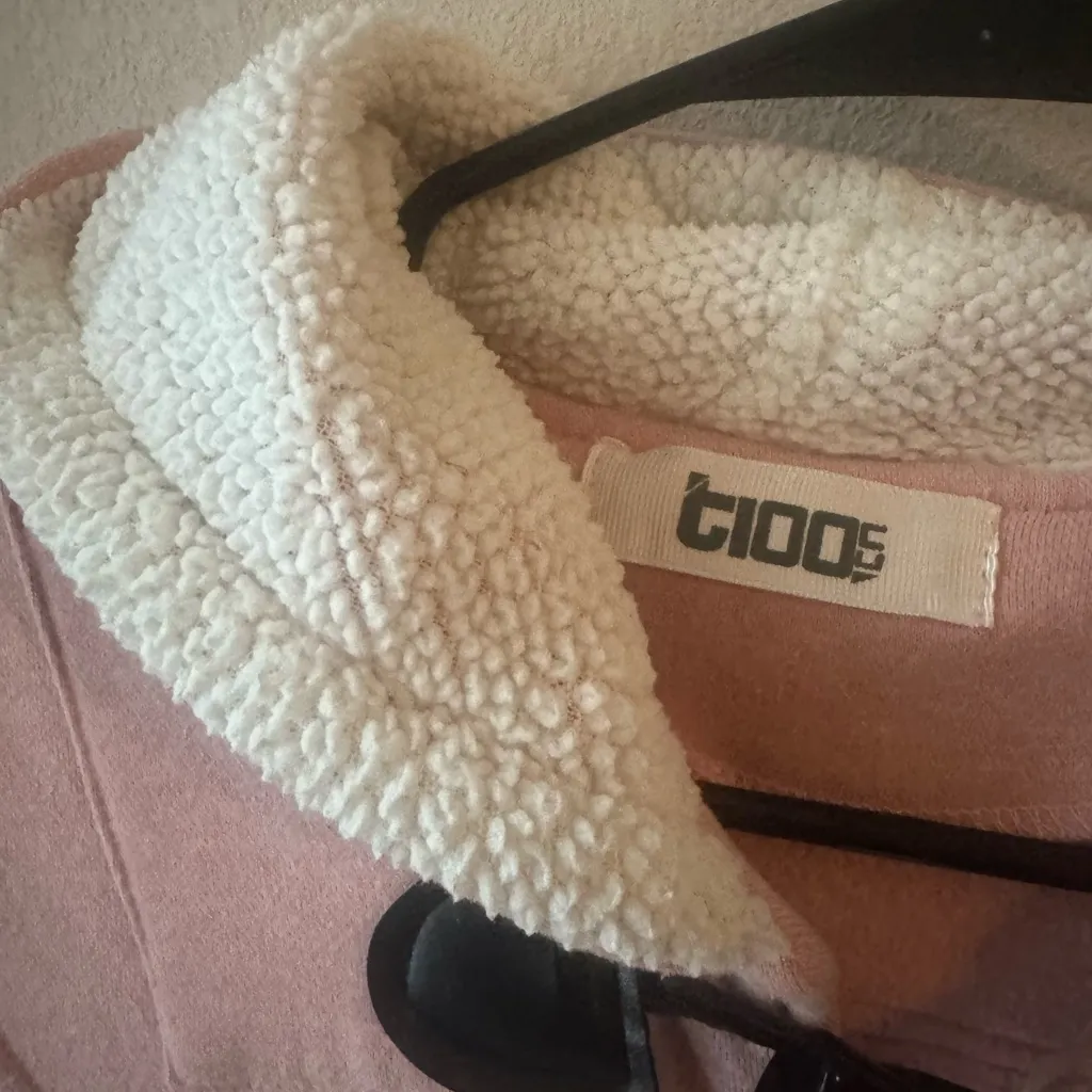 Pink Toggle Teddy Jacket for Women Size M - Image 4