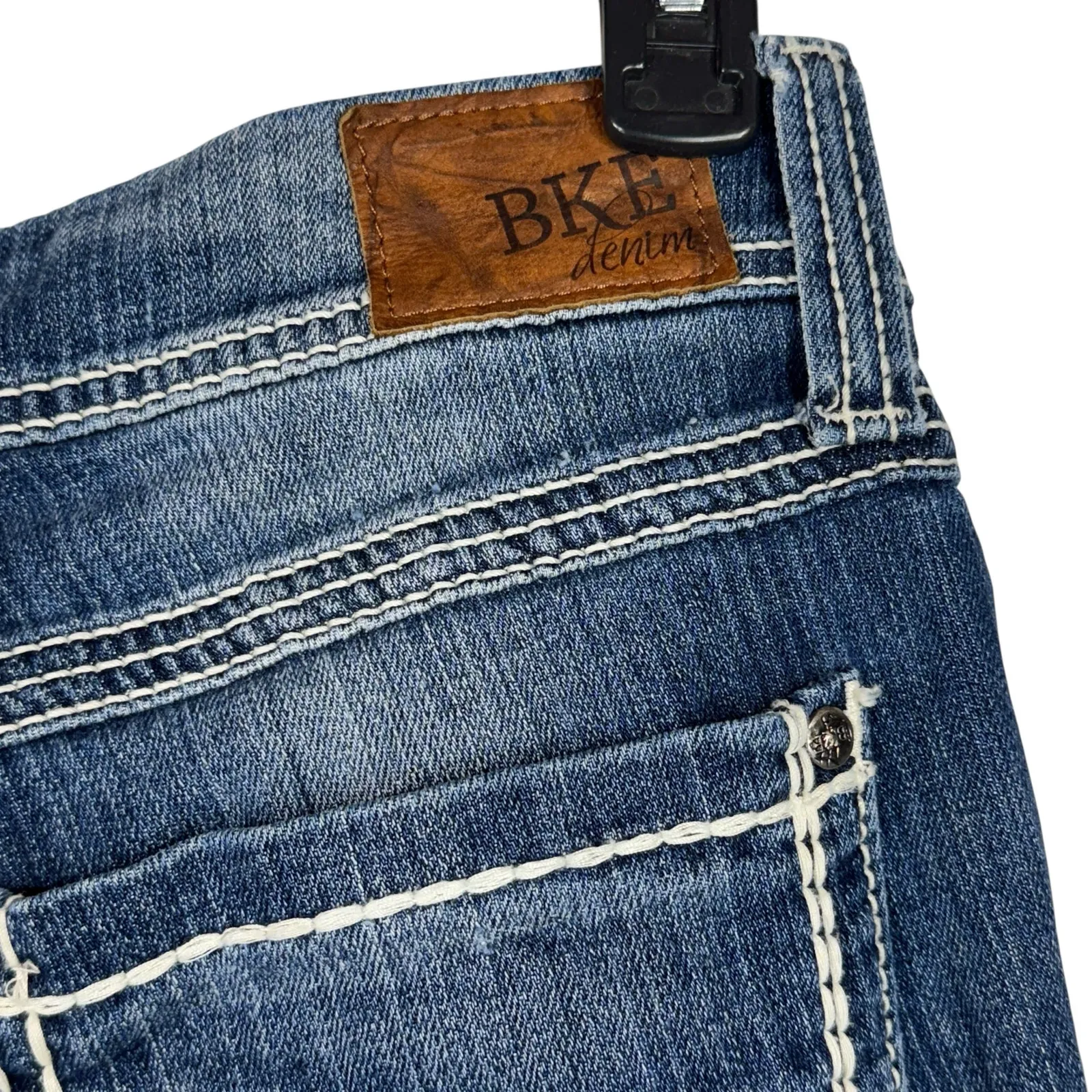 BKE SZ 29 Culture Cropped Jeans Low-Rise Zip-Fly Whiskered Faded Medium Wash - Image 9