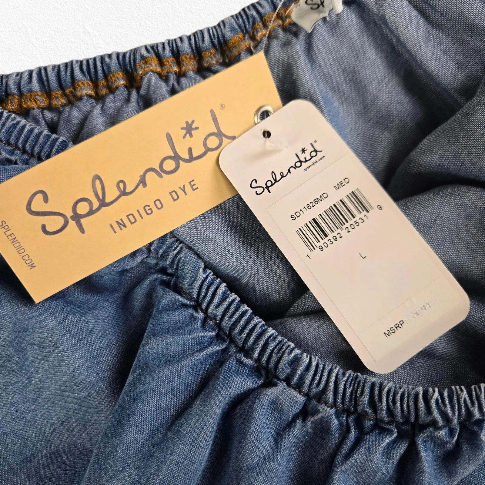 Splendid One Shoulder Indigo Tencel Ruffle Fringe Chambray Dress Size Large - Image 8