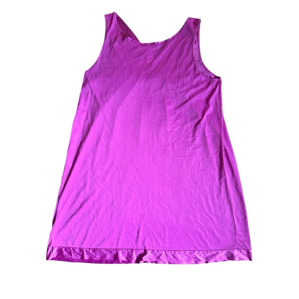 Vintage Vanity Fair Fuschia Silky Nightgown Nighty Floral Womens Size Large - Image 2