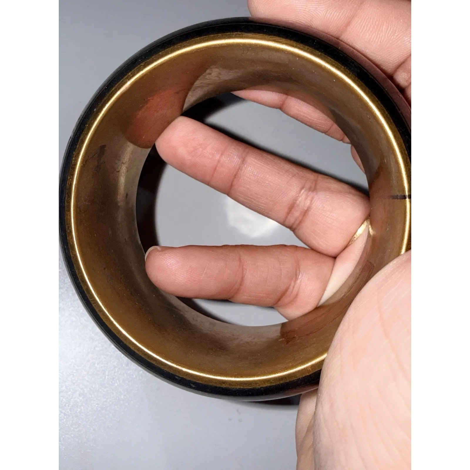 Vintage Brass Etched Owl Design Wide Cuff Bracelet - Image 5