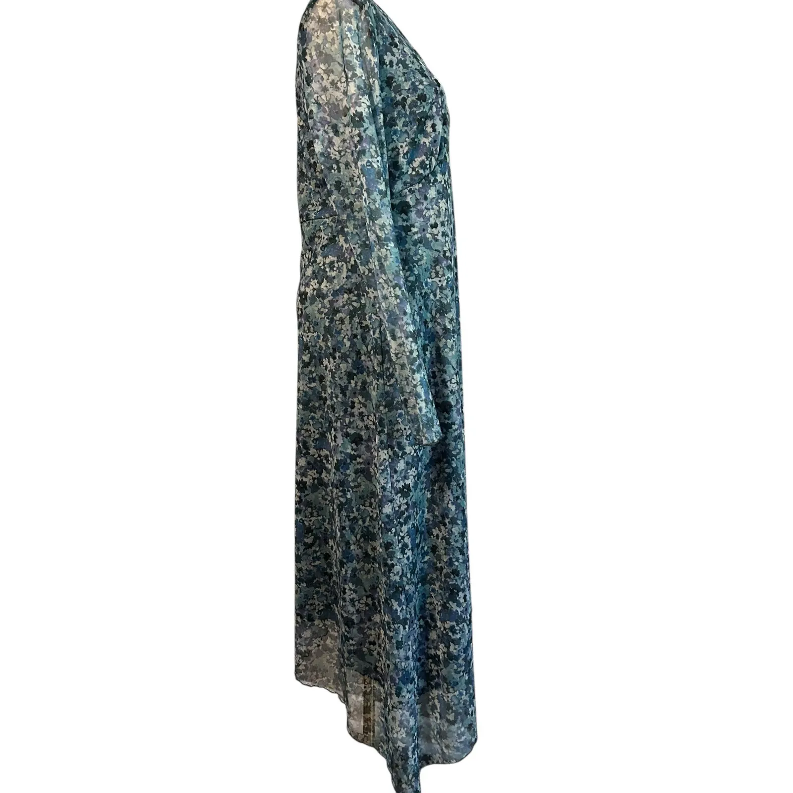 Oak & Trellis Dress NWT SZ XL Midi Oceanview Baby Doll Long Sleeve Sheer HOCO Blue - Image 9