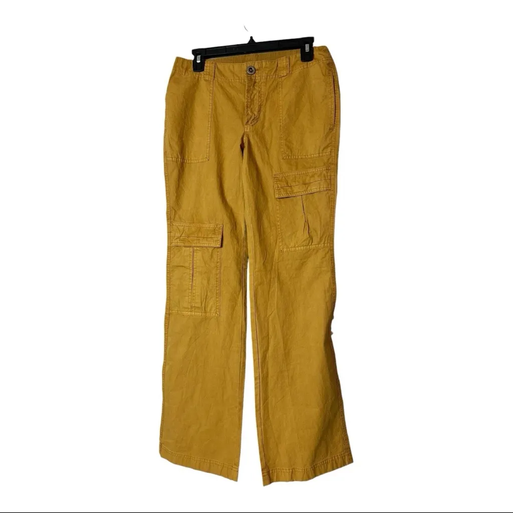 Free People This is It Y2K Low Rise Cargo Utility Pants Mustard Yellow Size 2 - Image 5