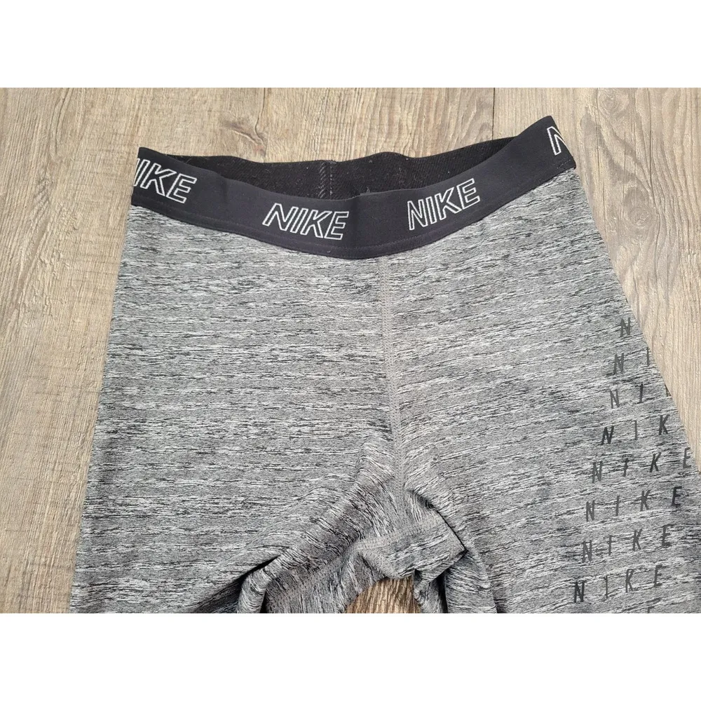 Nike Women Crop Victory Wrap Graphic Sports Tights Size Small Black Gray - Image 2