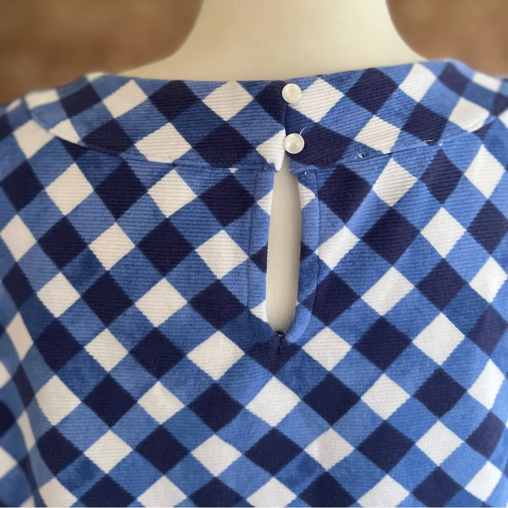 Talbots Top Gingham Halter Tank Blue Plaid Knit 3XL Sleeveless Preppy Classic - Image 7