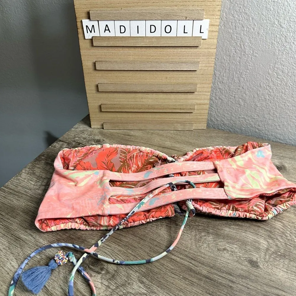 Maaji Women’s Extra Large Bandeau Tassel Patterned Swim Top Size 9 - Image 3