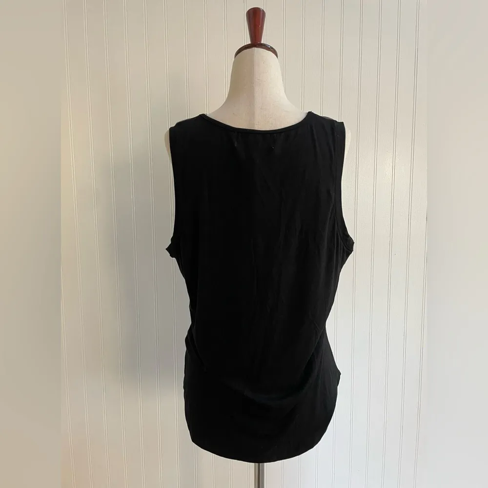 DEAR JOHN Susana Vegan Faux Leather V-Neck Tank Top in Black Size L NWT - Image 4