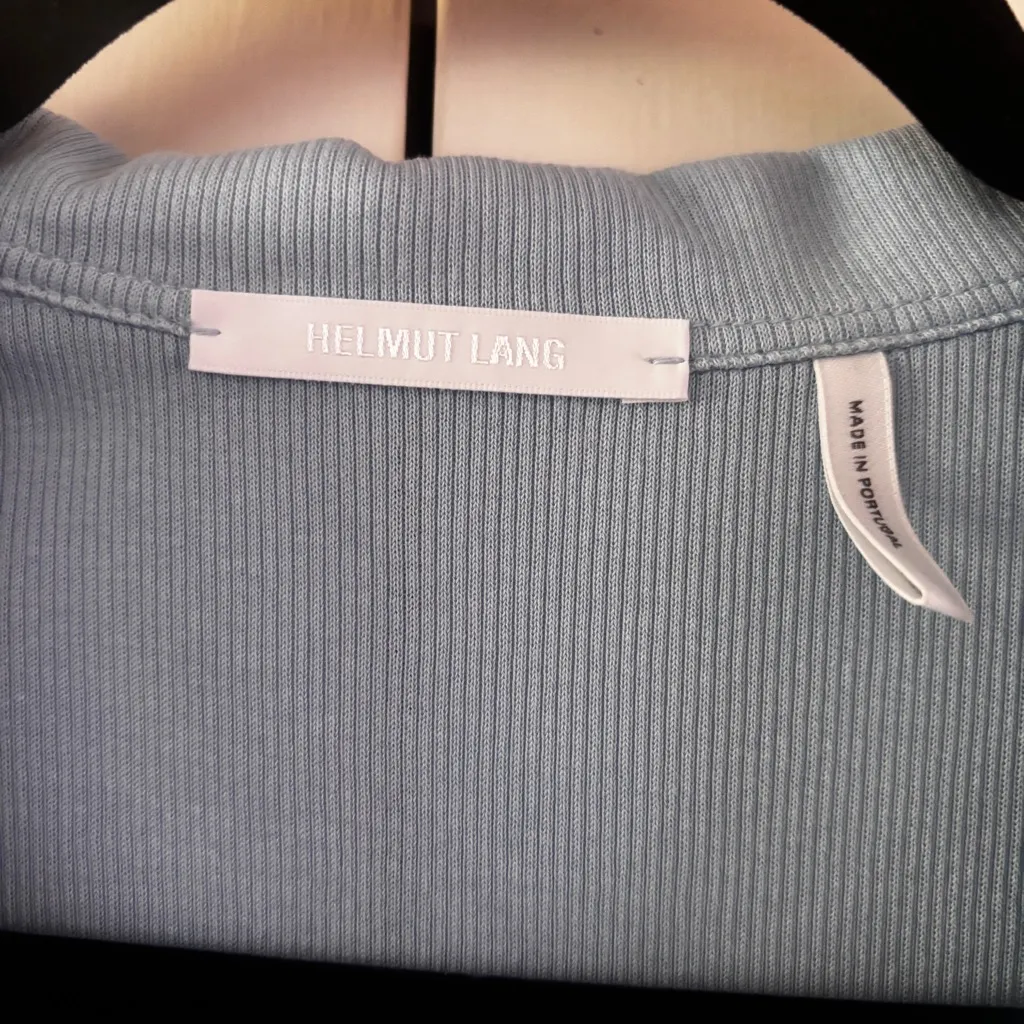 Helmut Lang Collared Baby Blue Rib Knit Midi Dress Shirt Dress Size Large Ribbed - Image 4