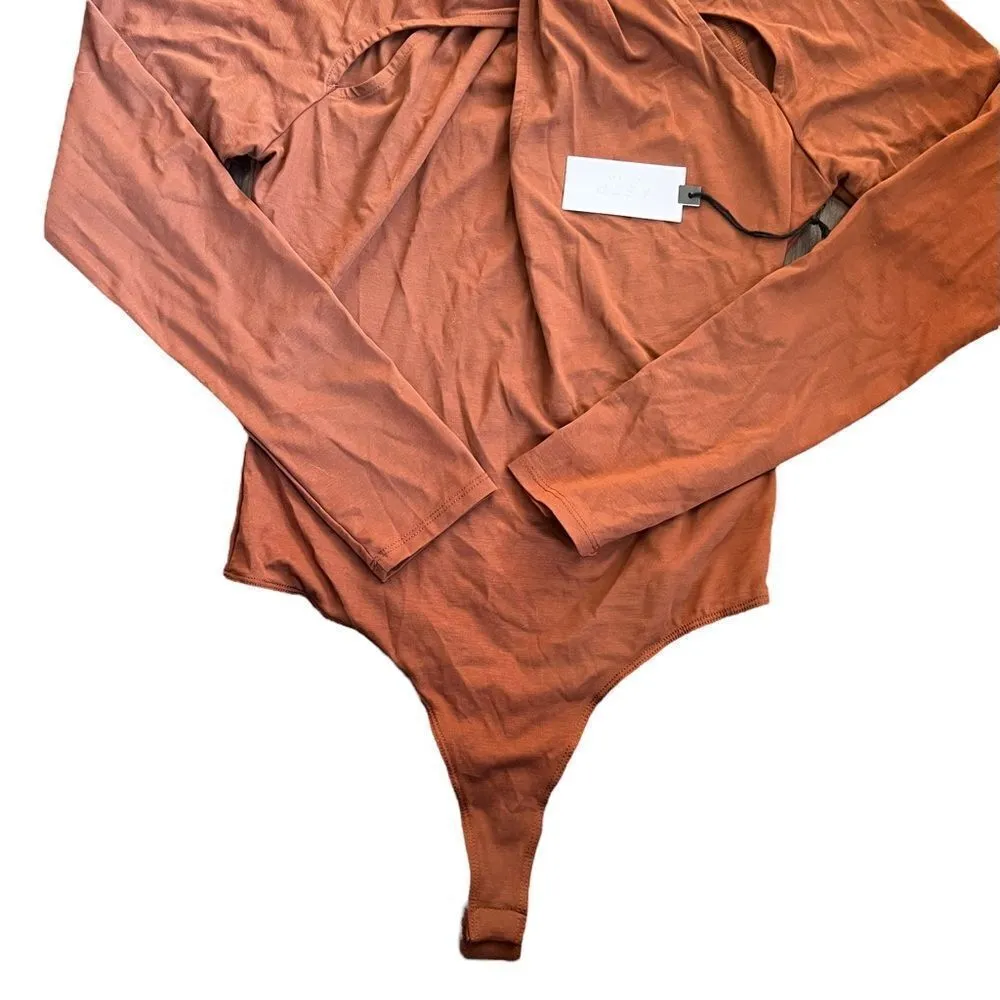 ASTR Brown Cut Out Long Sleeve Bodysuit NWT - Image 4