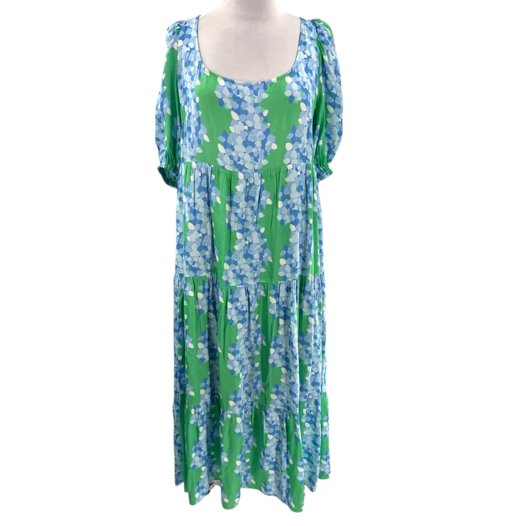 EMILY MCCARTHY daphne dress in hydrangea stripe sz L Green Size L - Image 3
