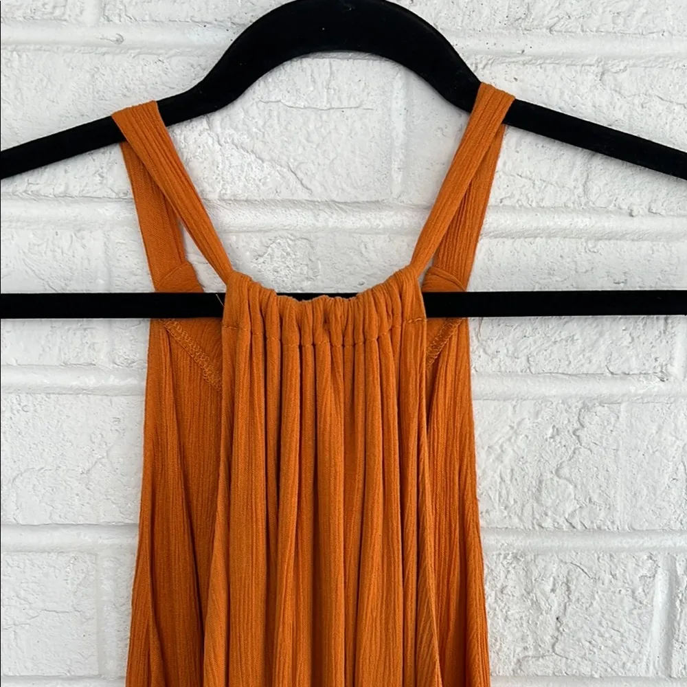 Orange Sleeveless Halter Sundress Size M - Image 3