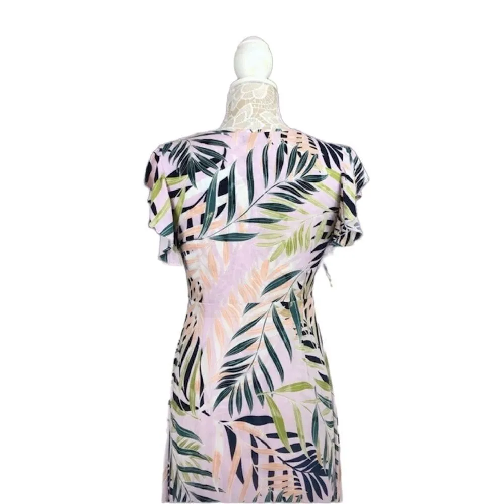 ✨ Palm Leaf Print Button Up Tie Front Dress✨ - Image 3
