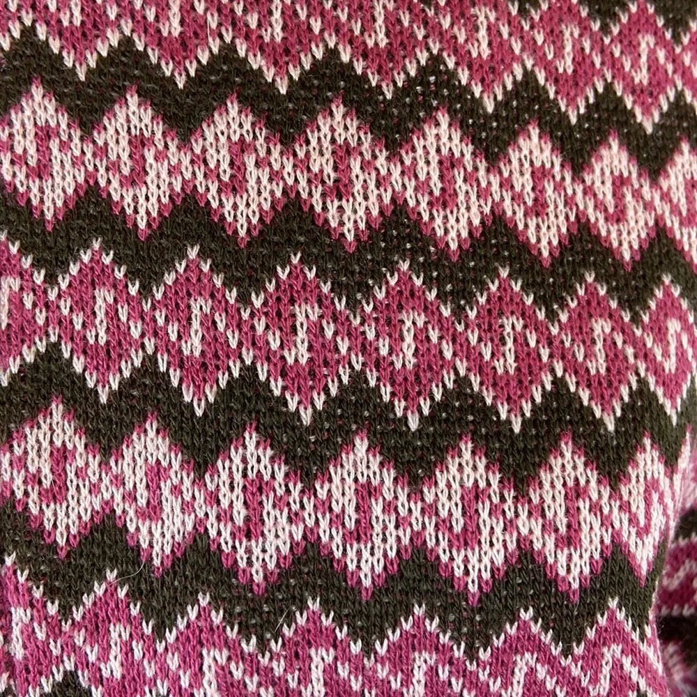 Funky People Pink Berry and Black Chevron Zip Front Sweater Hoodie Size XL - Image 3