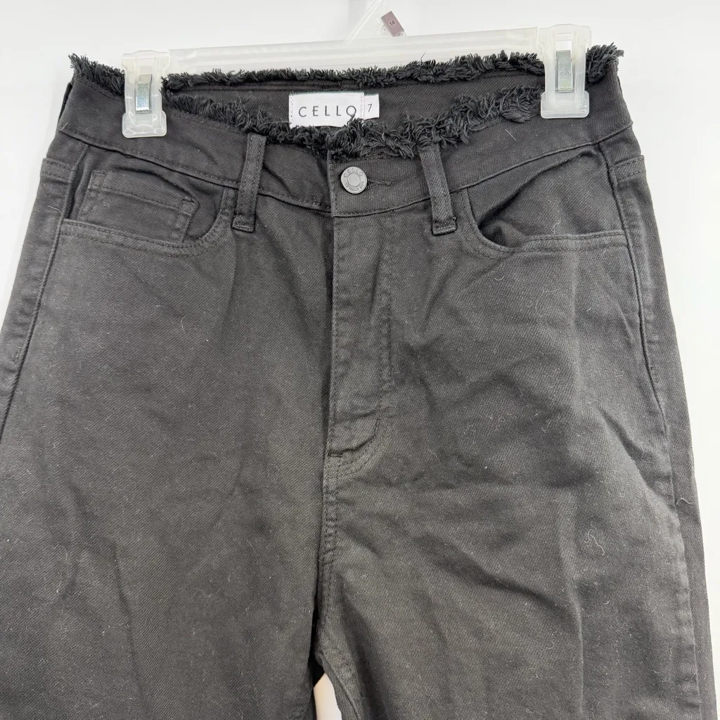Cello High Rise Super Flare denim jeans black wash distressed knees size 7 NWT - Image 2