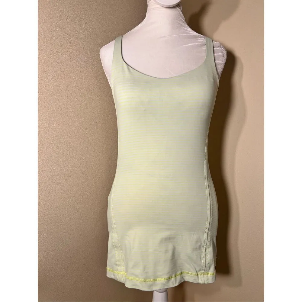 Lululemon Neon Yellow Off White Free To Be Athletic Tank Top Size 6 - Image 7