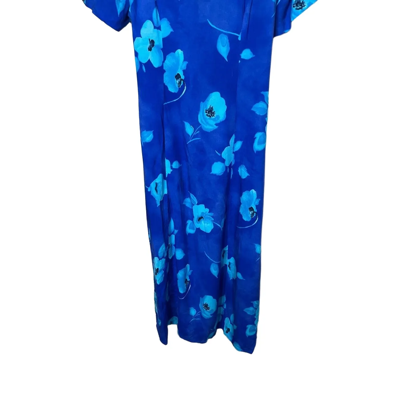 Sag Harbor Blue Floral Pattern Short Sleeve Maxi Dress 90s Vintage‎ Womens Large - Image 3